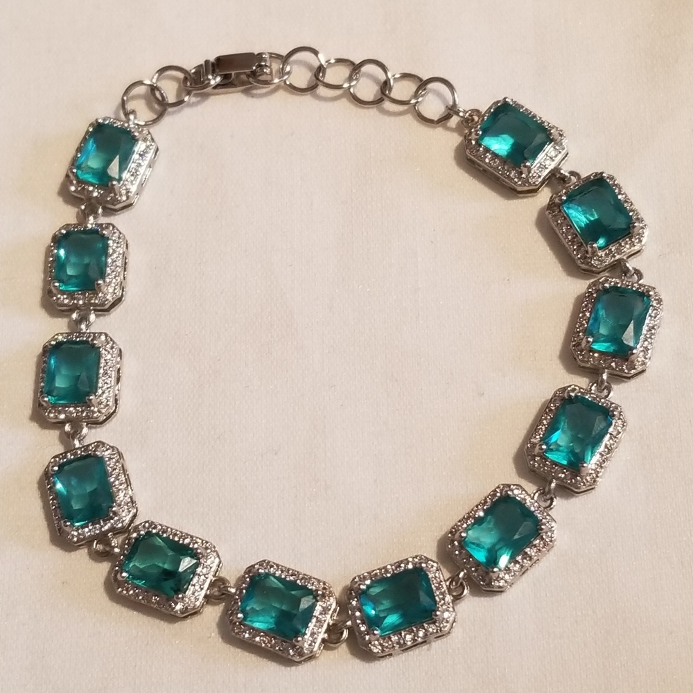 🌻Bogo 50% New*Vintage Aquamarine Silver Bracelet